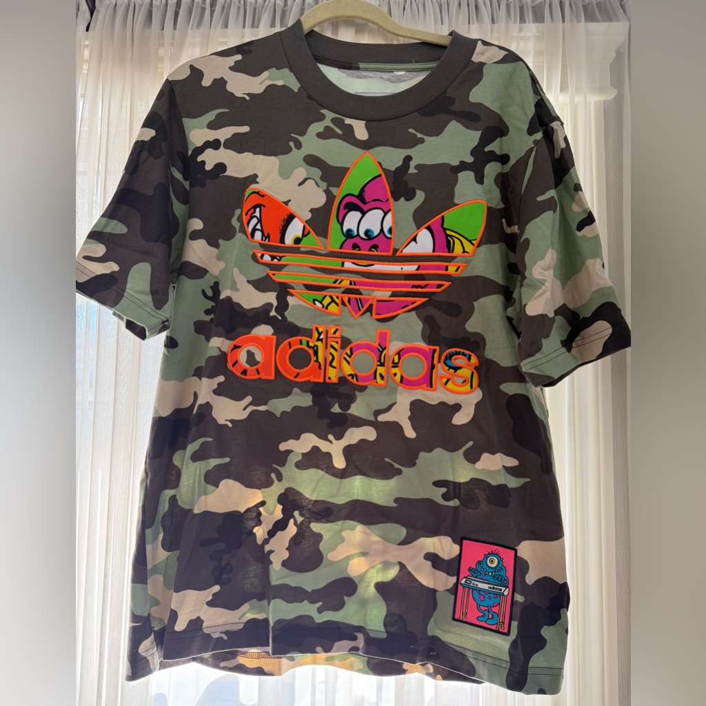 Adidas Jeremy Scott Camouflage T-Shirt W/Cool Patches Men Sz S